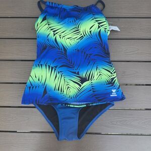 TYR Women's Hawaiian Floral Tank w/ Solid Blue Bottom (Sz 8) New Sample